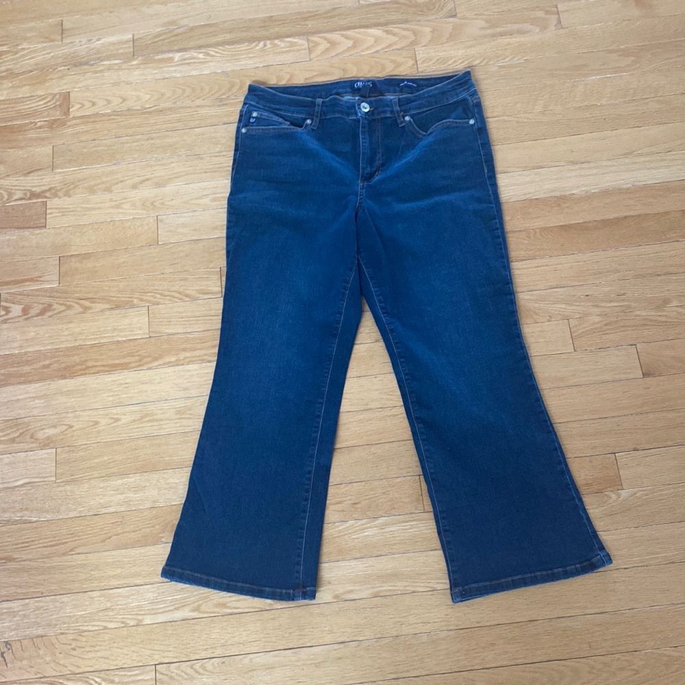 🔴 2 for $25 CHAPS Jeans Womens Mid Rise Crop Kick Jean size 14 length 29